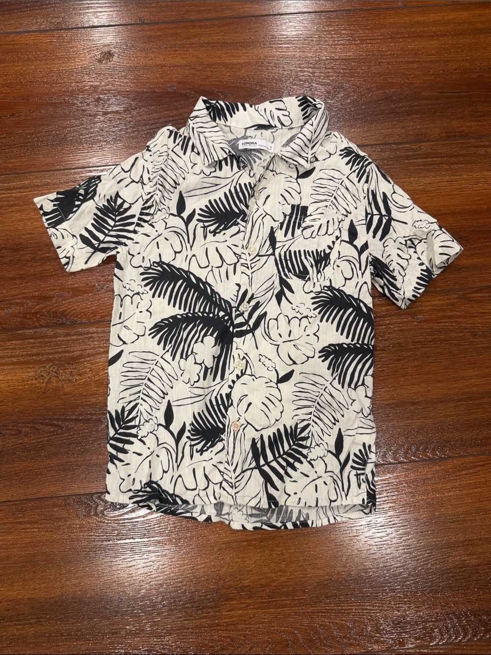Sonoma Black & White Tropical Print Button-Down Shirt